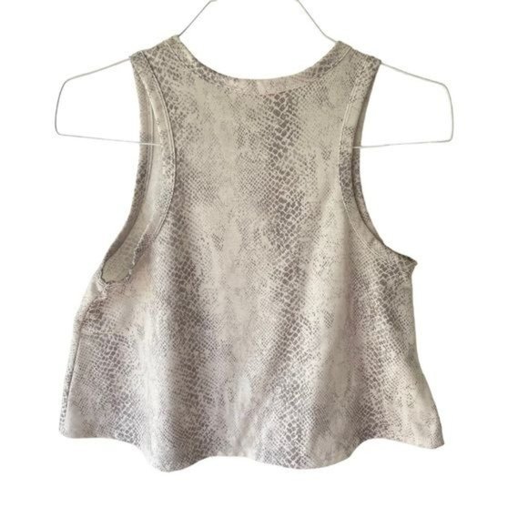 Altar'd State White and Grey Snake Print Crop Top Small - Picture 4 of 4